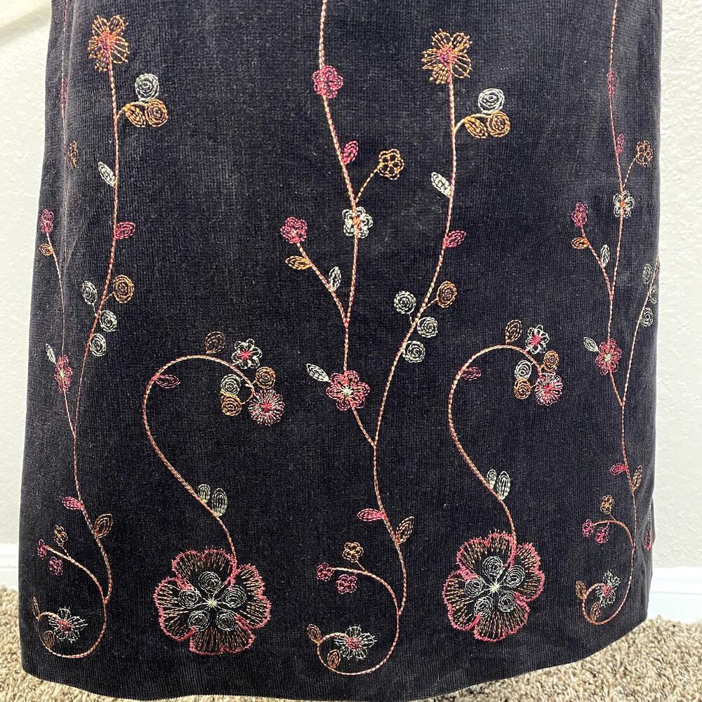 Ecologie Corduroy Embroidered Midi Skirt Cottagecore Coquette Whimsigoth Sz 6 - Picture 6 of 12